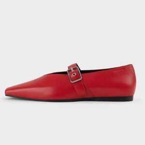 Red Leather Mary Jane Flats